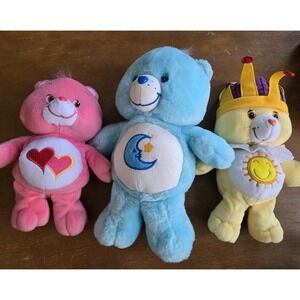 Care Bear Lot Of (3) Plush Bears 10-12" Love-a-lot, King Funshine, Bedtime